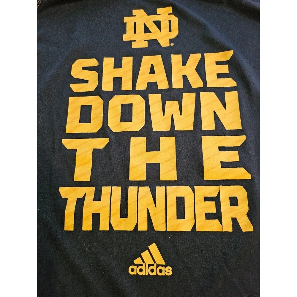 Notre Dame Shake Down The Thunder Fighting Irish Shirt Adidas Men's Large